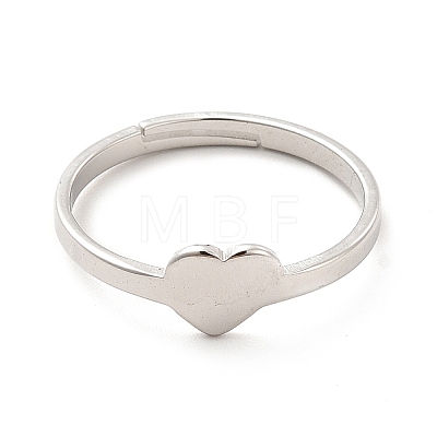 201 Stainless Steel Heart Adjustable Ring for Women RJEW-F131-06P-1