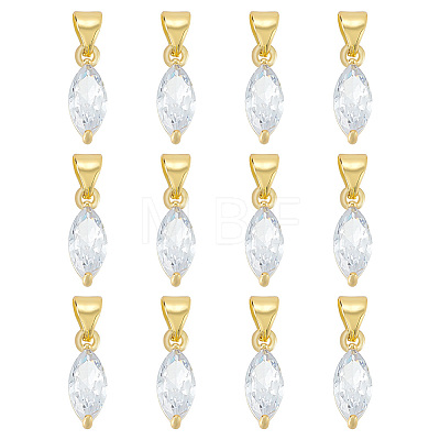 BENECREAT 12PCS Brass Cubic Zirconia Charms KK-BC0012-84-1