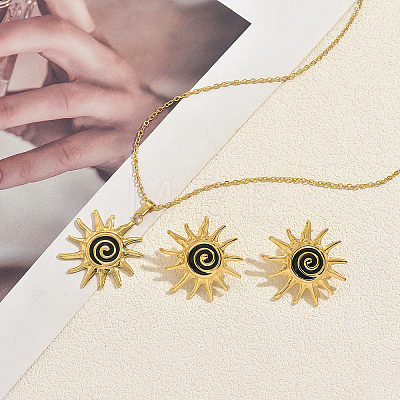 Stainless Steel Spiral Sun Earrings & Necklaces Sets for Women Party and Occasion VJ3176-1