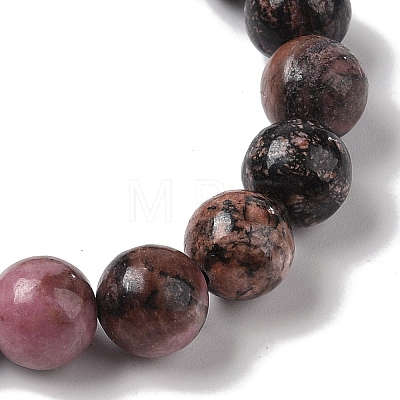 10mm Round Natural Rhodonite Braided Bead Bracelets BJEW-C067-01C-13-1