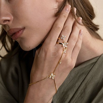 Alloy Crystal Rhinestone Han Chain Finger Ring Bracelets for Women WGE7661-01-1