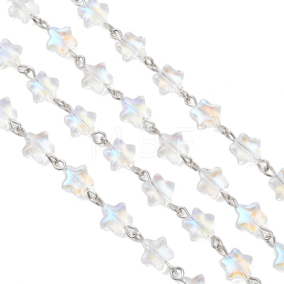 Iron Glass Handmade Star Link Chains AJEW-JB01435-02-1