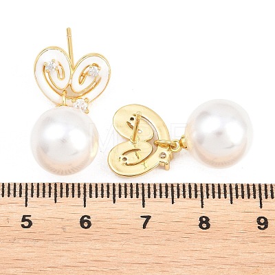 Valentine's Day Brass Clear Cubic Zirconia Dangle Stud Earrings EJEW-Z164-07G-01-1