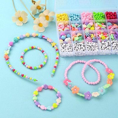 DIY Cute Colorful Beads & Pendants Kid Jewelry Set Making Kit DIY-LS0004-05-1