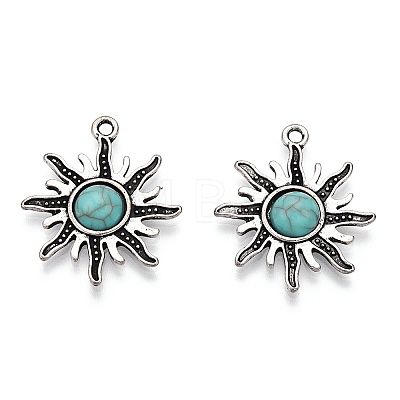Synthetic Turquoise Pendants PALLOY-TAC0044-53AS-1