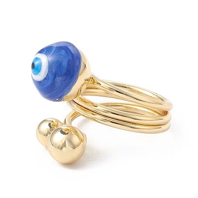 Enamel Round with Evil Eye Finger Rings RJEW-A014-01G-M-1