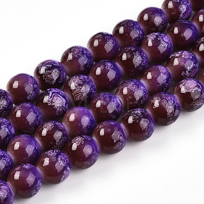 Baking Paint Glass Beads Strands DGLA-N008-10mm-03-1