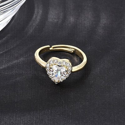 Brass Micro Pave Clear Cubic Zirconia Cuff Open Rings CU-CBA5C10-01G-1
