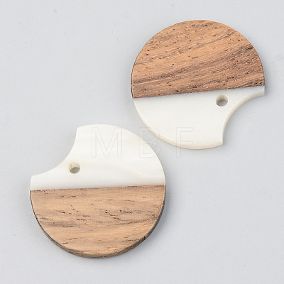 Opaque Resin & Walnut Wood Pendants RESI-S389-038A-C04-1