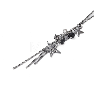 Alloy Star Tassels Pendant Necklace NJEW-M221-02B-1