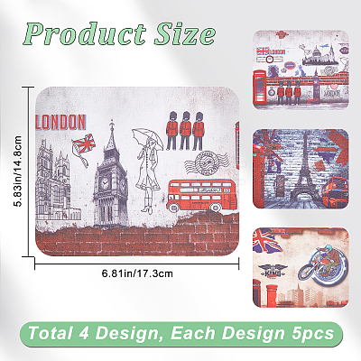 CREATCABIN 20 Sheets 4 Style London Themed Microfibre Glasses Cleaning Cloth AJEW-CN0002-01-1
