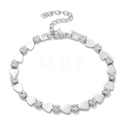 304 Stainless Steel Rhinestone Cup Chain Bracelets for Women BJEW-F488-26A-P-1