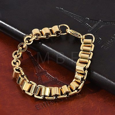 304 Stainless Steel Box Chain Bracelets for Women Men BJEW-F488-47G-1