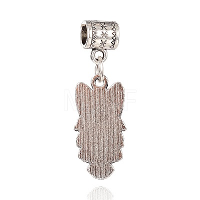 Owl Tibetan Style Alloy European Dangle Charms PALLOY-I115-14AS-1