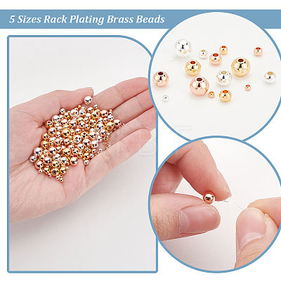   300Pcs 3 Colors 5 Sizes Rack Plating Brass Beads KK-PH0006-41-1