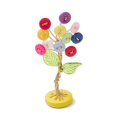 Resin Button Tree of Life Decorations AJEW-JF03414-01-1