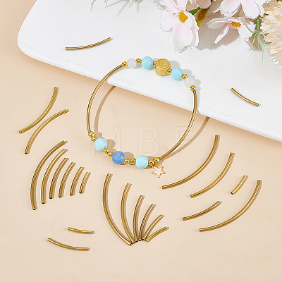 240Pcs 6 Style Brass Curved Tube Beads KK-GA0001-81-1