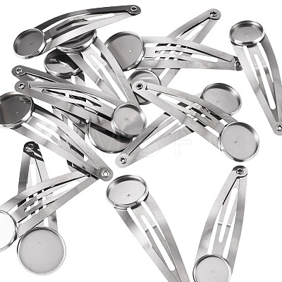 15Pcs 3 Styles 304 Stainless Steel Snap Hair Clip Finding STAS-TA0006-49-1