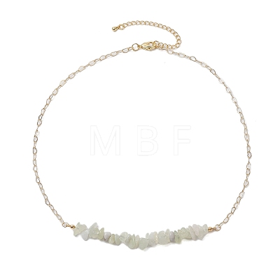 Natural New Jade Chip Bib Necklaces NJEW-JN04950-01-1