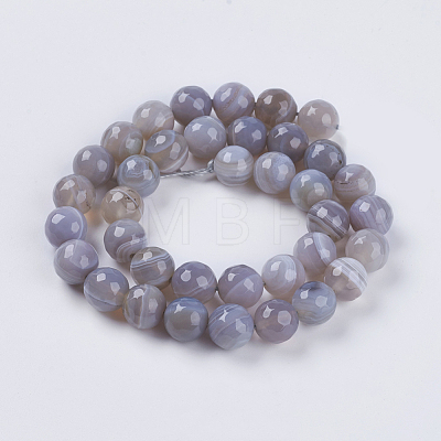 Natural Striped Agate/Banded Agate Beads Strands X-G-G581-10mm-09-1