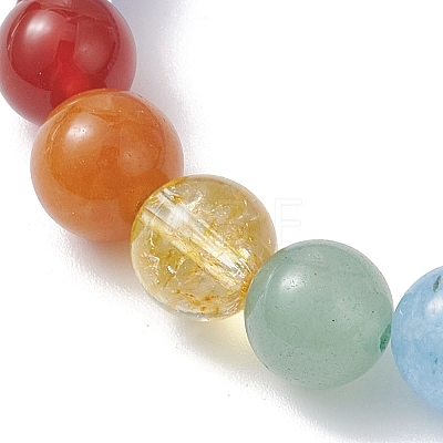 Natural Dyed Blue Lace Agate & Green Aventurine & Dyed Lapis Lazuli & Quartz Crystal & Red Aventurine & Carnelian & Dyed Quartz & Amethyst Beads Stretch Bracelets for Women BJEW-JB12934-01-1