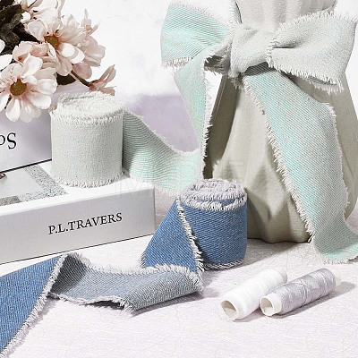 2 Rolls 2 Colors Polycotton Frayed Ribbon OCOR-CY0001-22A-1