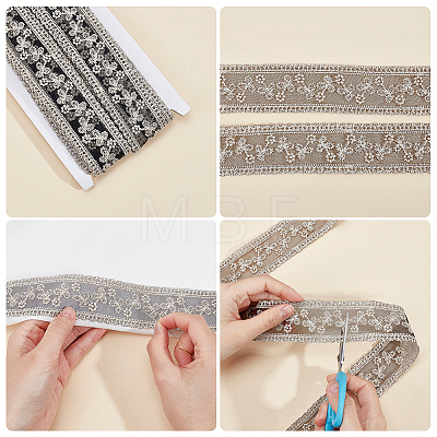 Polyester Hollow Embroidered Lace Trim OCOR-WH0079-13B-1