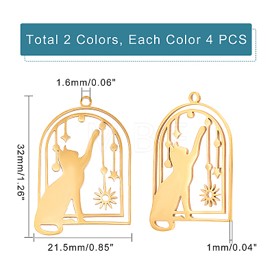 8Pcs 2 Colors 201 Stainless Steel Pendants STAS-DC0005-12-1