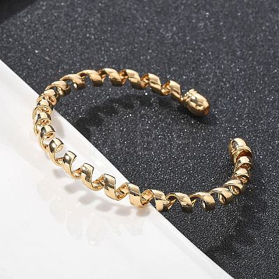 Electrophoresis Iron Cuff Bangles for Women BJEW-M057-03G-1