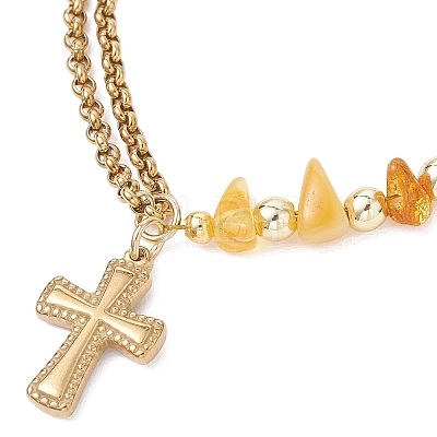 304 Stainless Steel Cross Charm Bracelets BJEW-JB13419-1
