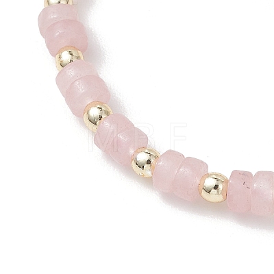 Flat Round Natural Rose Quartz Beads Braided Bead Bracelets BJEW-JB13247-02-1