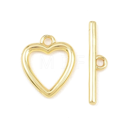 Heart Brass Toggle Clasps KK-G548-43G-03-1