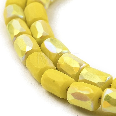 Frosted Imitation Jade Glass Beads Strands GLAA-P058-07B-01-1