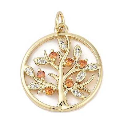 Rack Plating Brass Micro Pave Cubic Zirconia Pendants KK-H509-19G-02-1