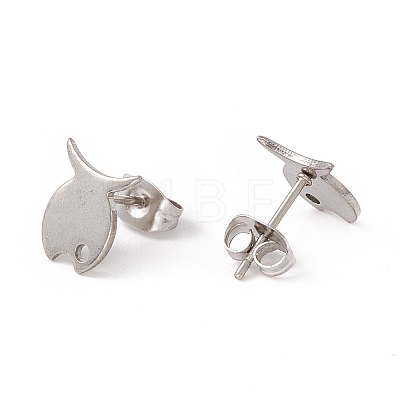 201 Stainless Steel Stud Earring Findings with Hole EJEW-A071-11B-P-1