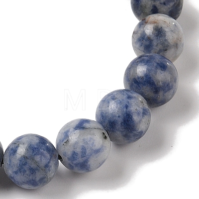 10mm Round Natural Blue Spot Jasper Braided Bead Bracelets BJEW-C067-01C-15-1