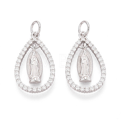 925 Sterling Silver Micro Pave Clear Cubic Zirconia Religion Pendants STER-N016-107P-1