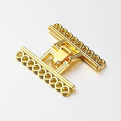 9 Strands Alloy and Brass Fold Over Clasps PALLOY-N0112-04G-1