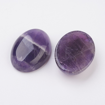 Natural Amethyst Flat Back Cabochons G-G741-18x25mm-17-1