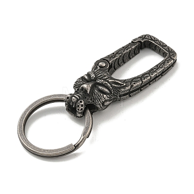 Tibetan Style 316 Surgical Stainless Steel Fittings with 304 Stainless Steel Key Ring FIND-Q101-07AS-02-1