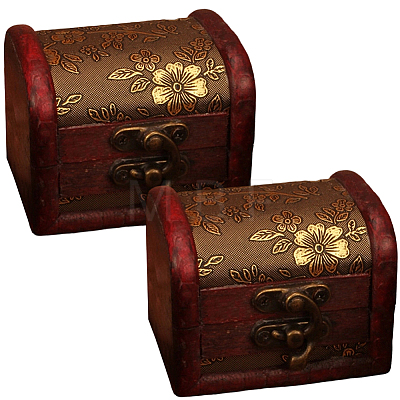 Retro Wooden Jewelry Storage Treasure Chest with Latch Clasps for Trinkets CON-CL0001-12-1