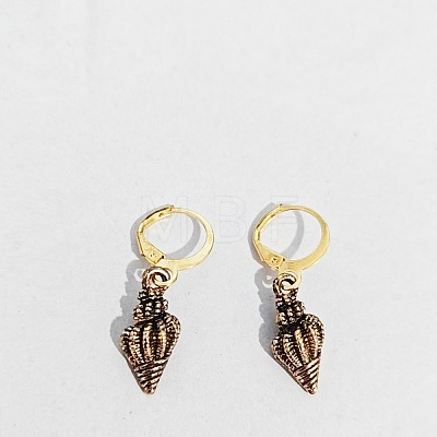 Ocean Theme Alloy Enamel Conch Leverback Earrings FS-WG4EEAF-06-1