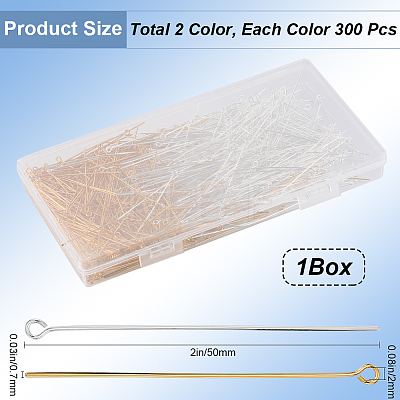 SOFPLATE 600Pcs 2 Colors Brass Eye Pin KK-SP0001-68D-1