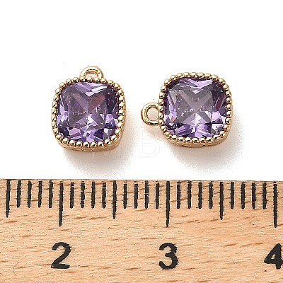 Brass Micro Pave Clear Cubic Zirconia Charms KK-B110-01G-01-1