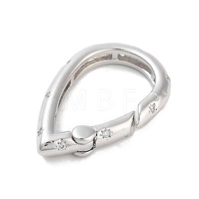 Brass Micro Pave Clear Cubic Zirconia Spring Gate Rings KK-M293-52P-1