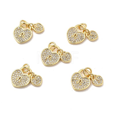 Brass Micro Pave Clear Cubic Zirconia Charms KK-E068-VB176-1