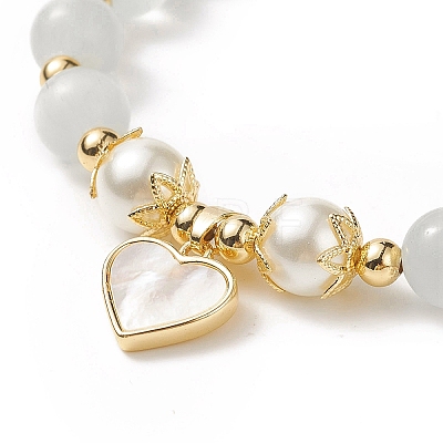 Cat Eye Round Beads Beaded Bracelets BJEW-JB09053-1