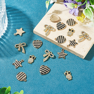 20Pcs 5 Styles Alloy Enamel Rhinestone Pendants ALRI-TA0001-46-1