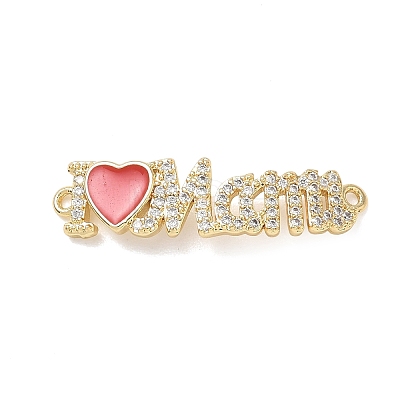 Mother's Day Brass Micro Pave Clear Cubic Zirconia and Enamel Links KK-T084-02G-1
