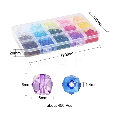 450Pcs 15 Colors Transparent Acrylic Beads TACR-YW0001-56-1